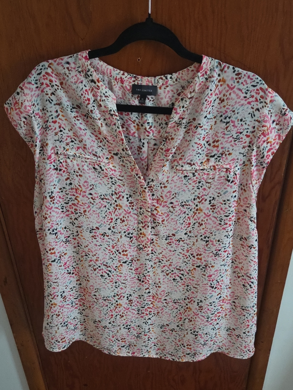 The Limited White Pink Multicolor Cap Sleeve Blouse